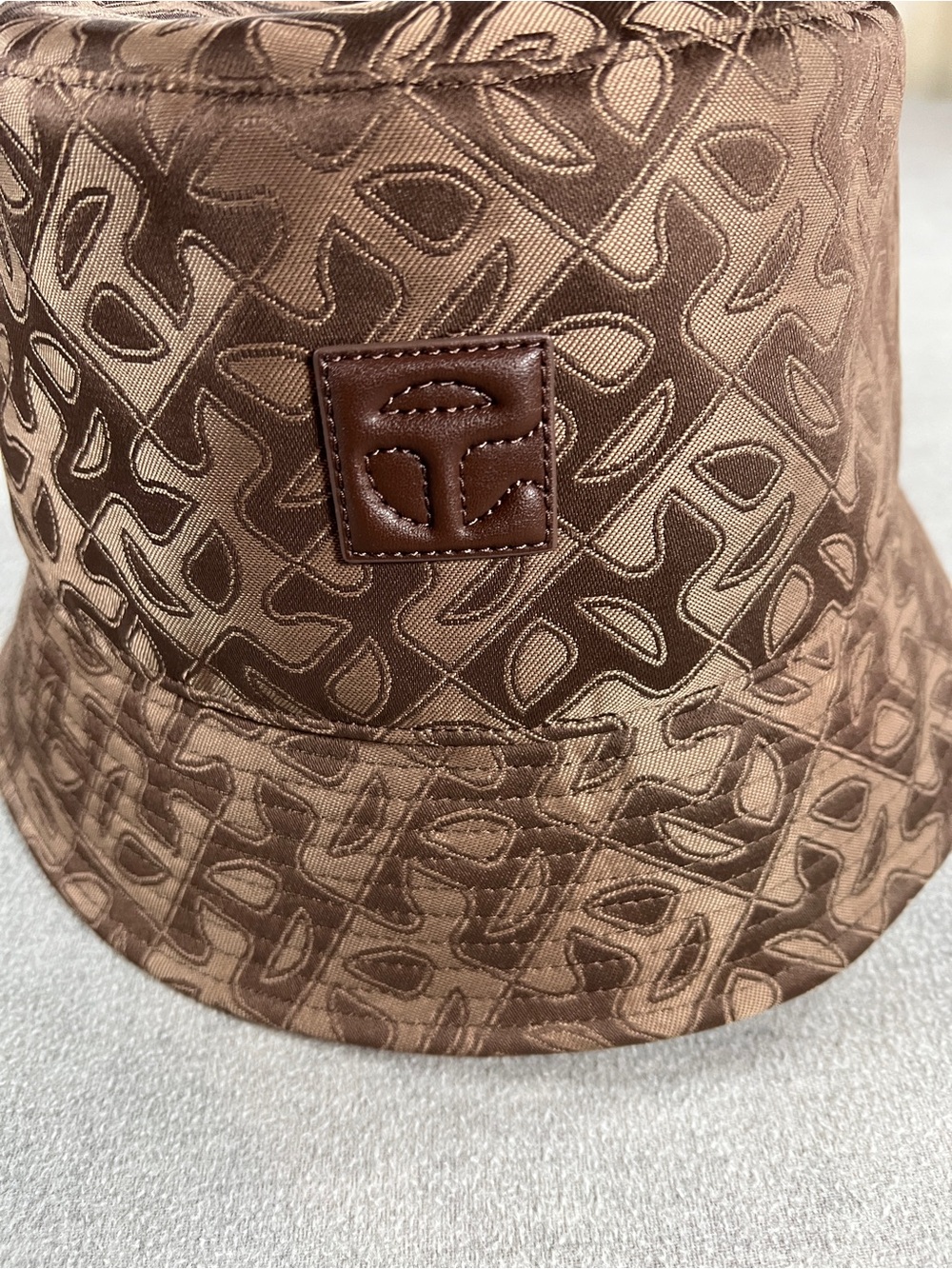 Telfar Monogram Bucket Hat in Brown